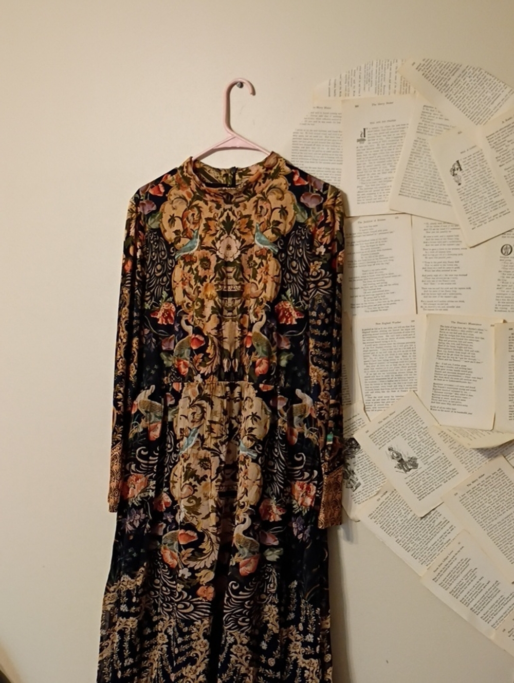 Soft Surroundings Maxi Dress Ornate Birds Motif